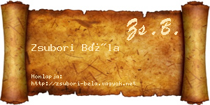 Zsubori Béla névjegykártya